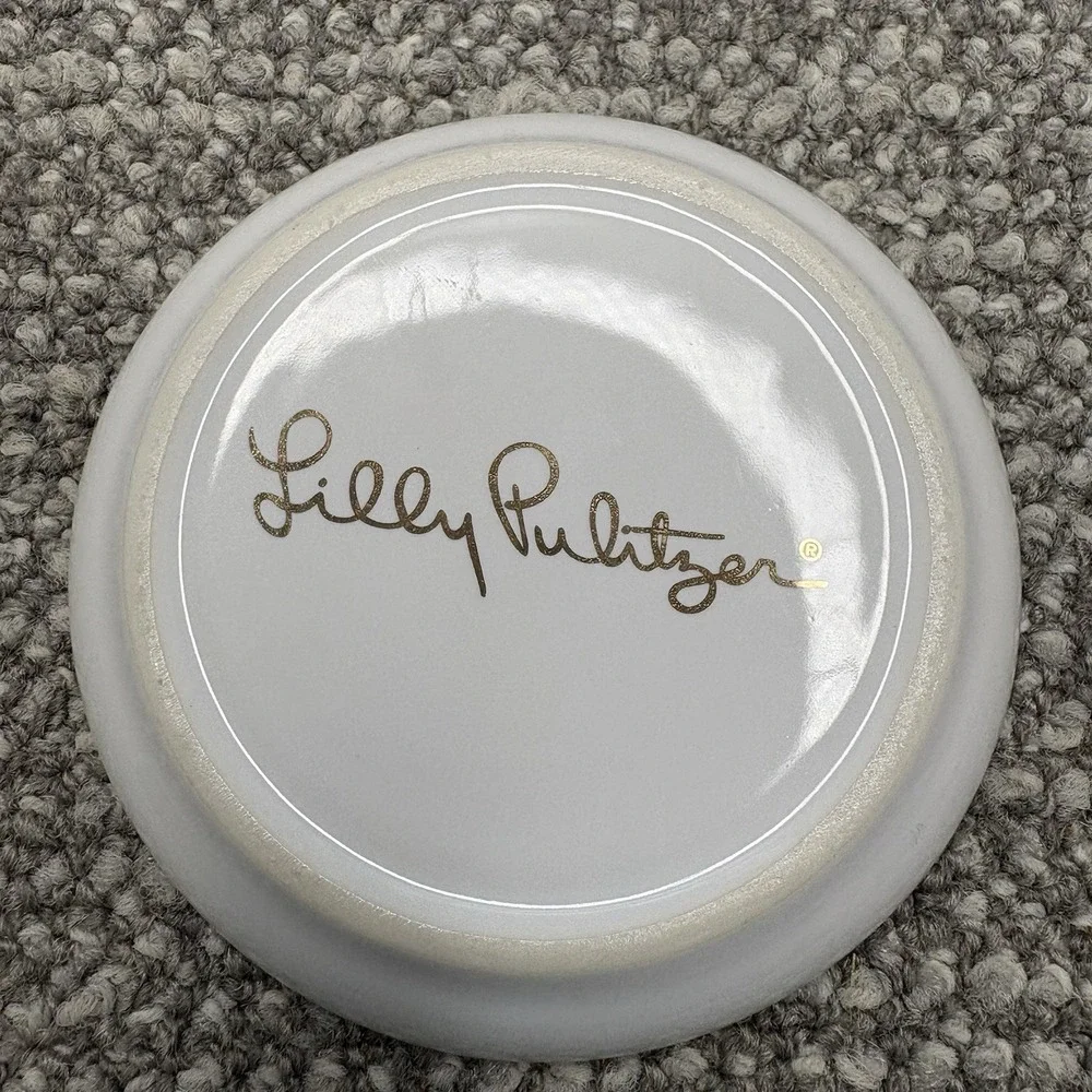 Lilly Pulitzer Coasters Beach Ocean Theme Neon Colors 4 Inches‎ Gold Trim